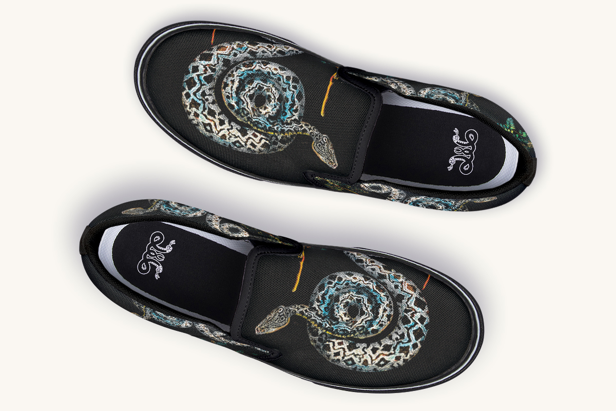 Serpentin Bloom Black Slip On Shoes - Jaded Lament