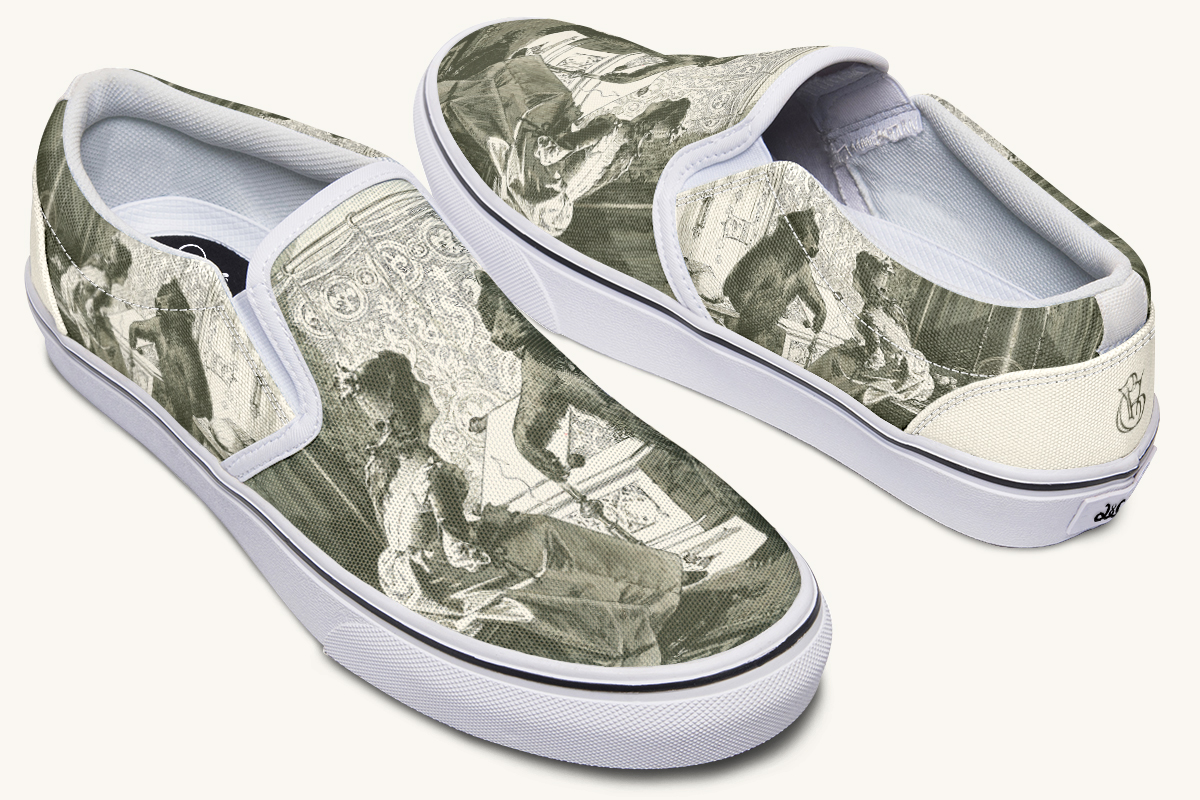 The Bear Shall Be Thy Choice Cream Slip On Shoes - Jaded Lament