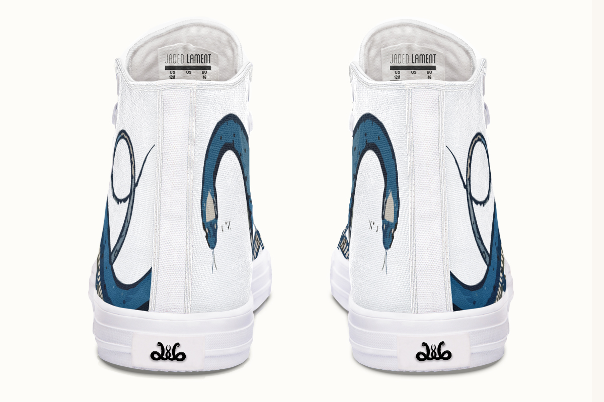 Blue Snake White Hightops - Jaded Lament