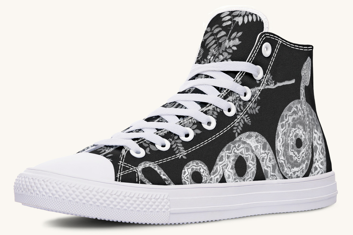 Serpentin Bloom Black And White Hightops - Jaded Lament