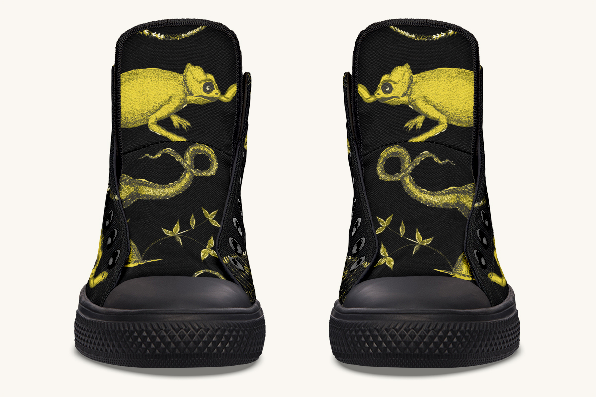 Reptilian in Bloom Black Yellow Hightops - Jaded Lament