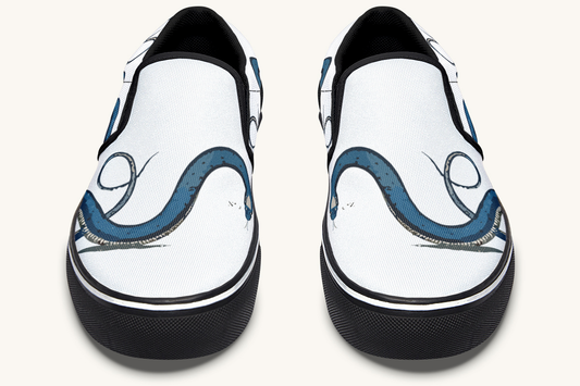 Blue Snake White Slip On Shoes - Jaded Lament