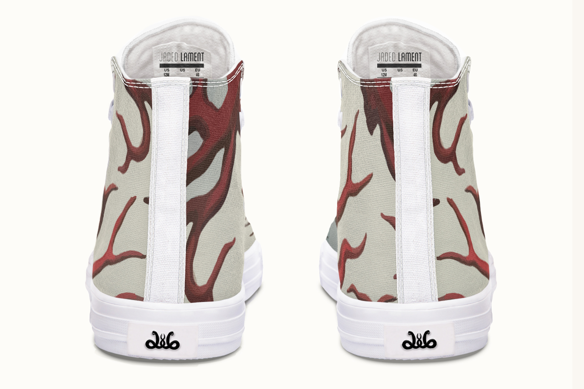 A Bloodroot Coral Sea Hightops - Jaded Lament