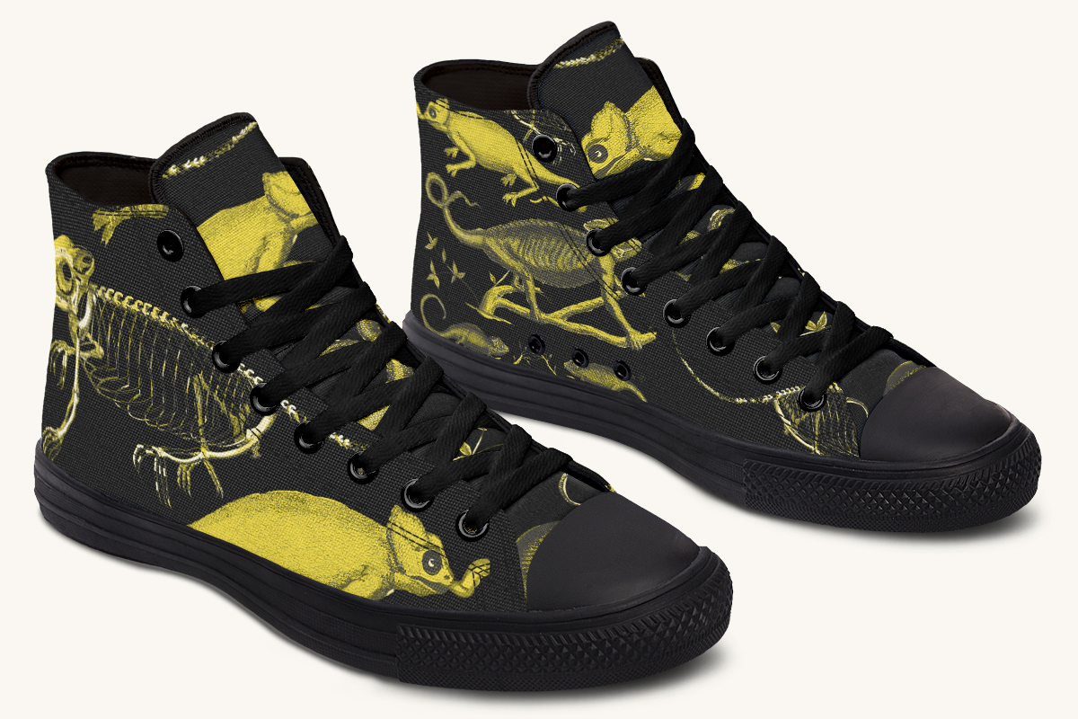 Reptilian in Bloom Black Yellow Hightops - Jaded Lament