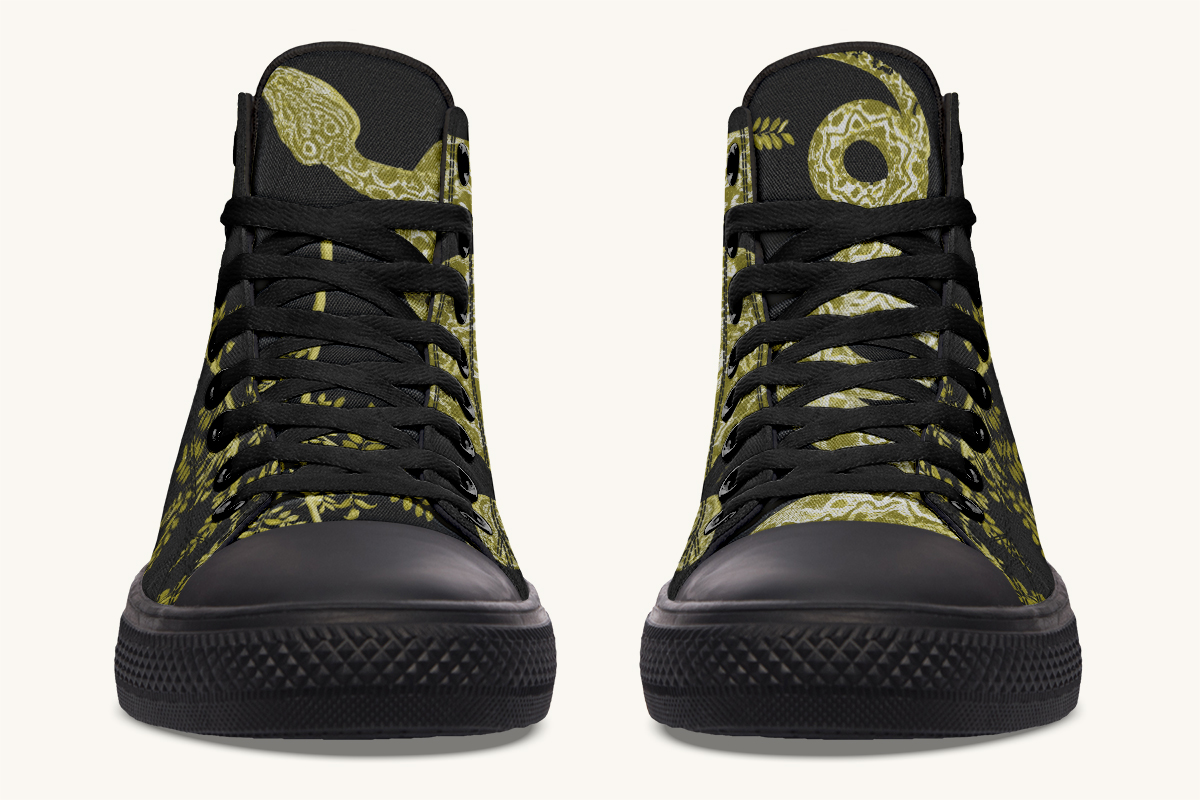 Serpentin Bloom Black Yellow Green Hightops - Jaded Lament