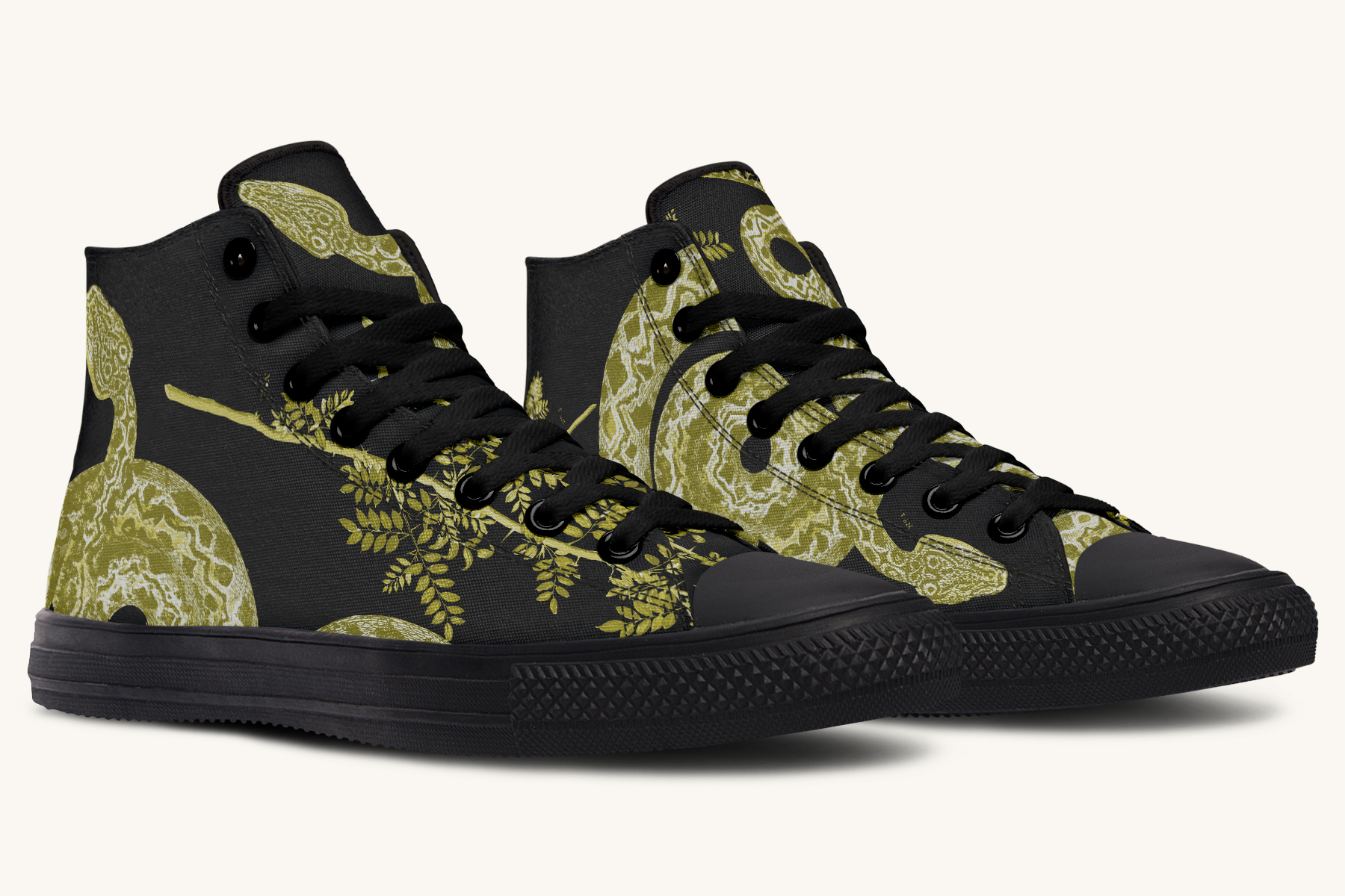 Serpentin Bloom Black Yellow Green Hightops - Jaded Lament