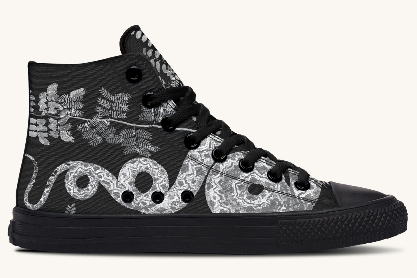 Serpentin Bloom Black And White Hightops - Jaded Lament