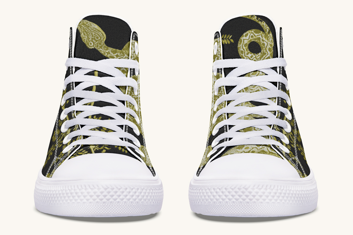 Serpentin Bloom Black Yellow Green Hightops - Jaded Lament