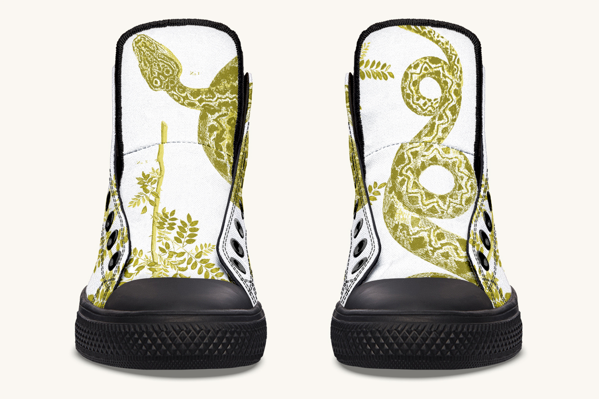 Serpentin Bloom White Yellow Green Hightops - Jaded Lament