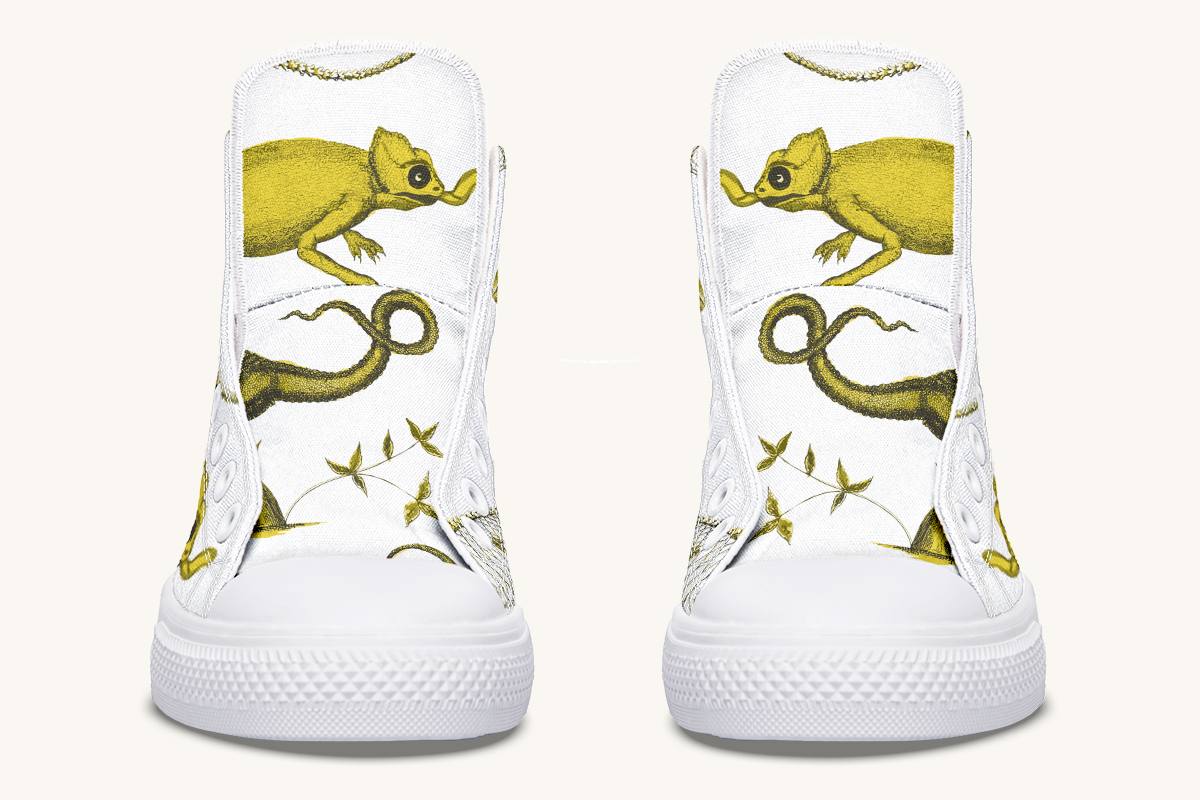 Reptilian in Bloom White Yellow Hightops - Jaded Lament