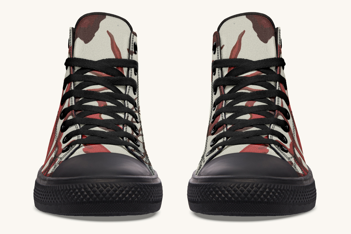 A Bloodroot Coral Sea Hightops - Jaded Lament