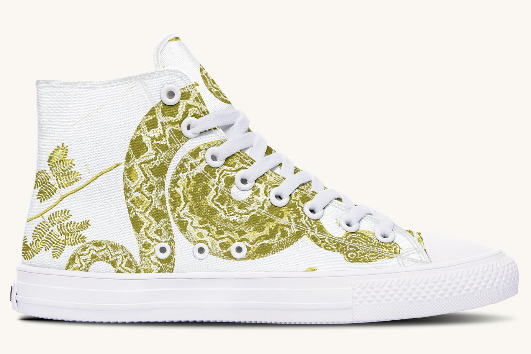 Serpentin Bloom White Yellow Green Hightops - Jaded Lament