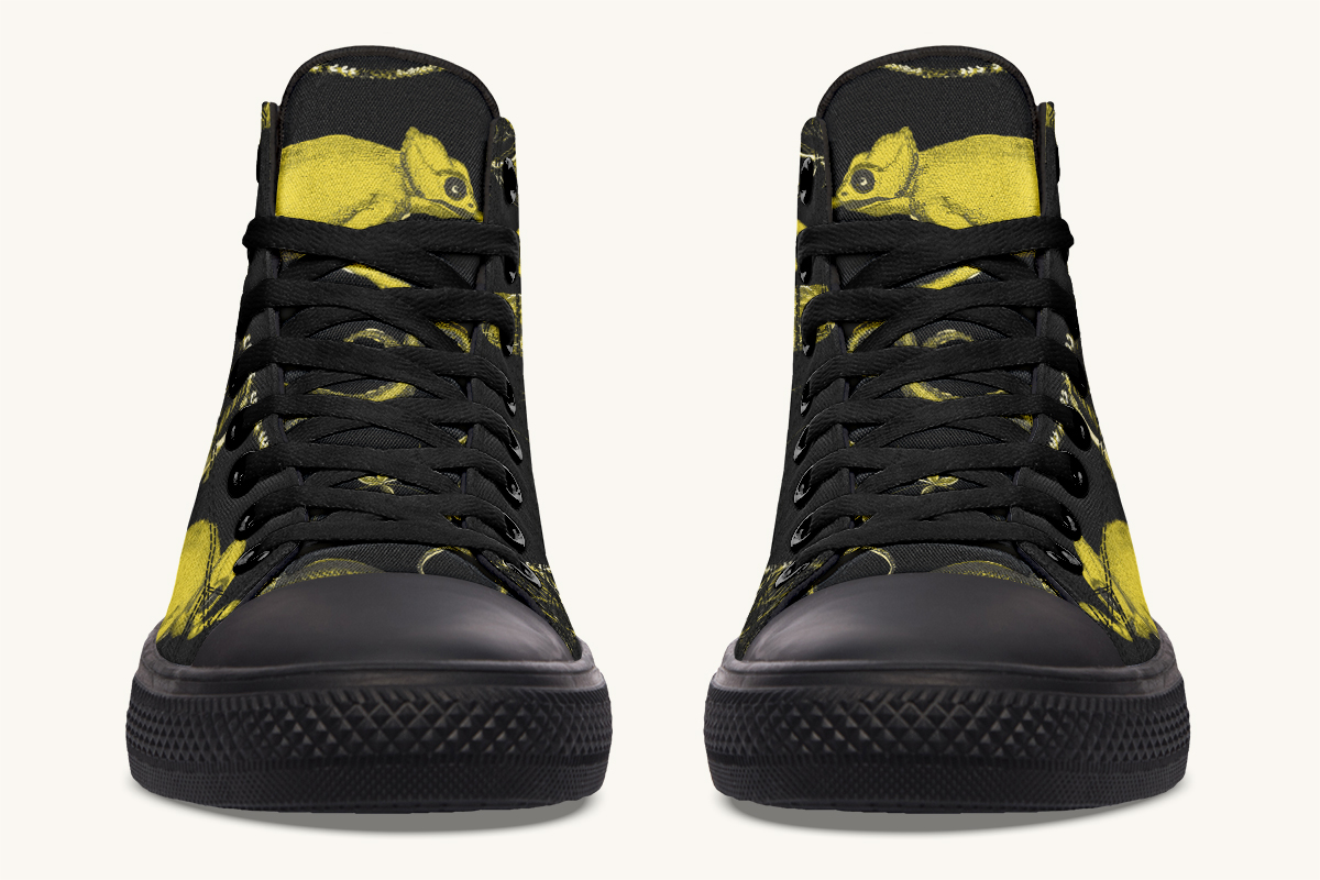 Reptilian in Bloom Black Yellow Hightops - Jaded Lament