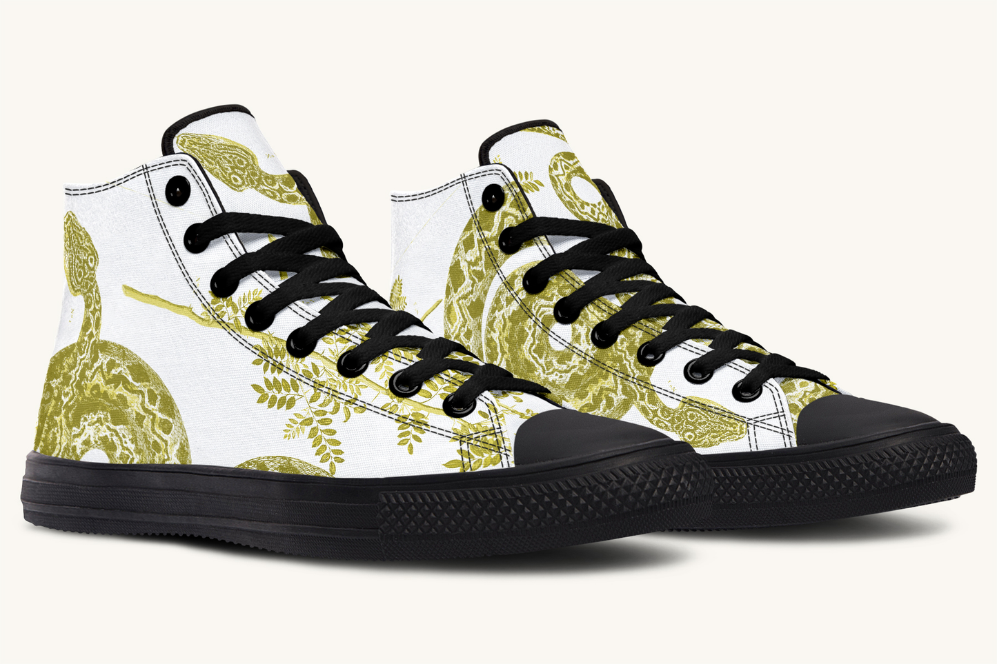 Serpentin Bloom White Yellow Green Hightops - Jaded Lament