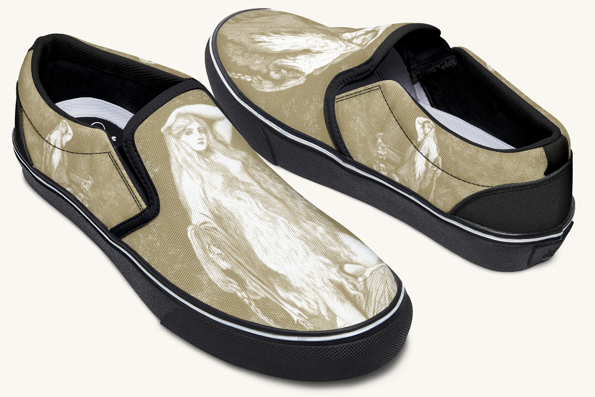 She Watched The Bones Sink Yellow Slip On Shoes - Jaded Lament
