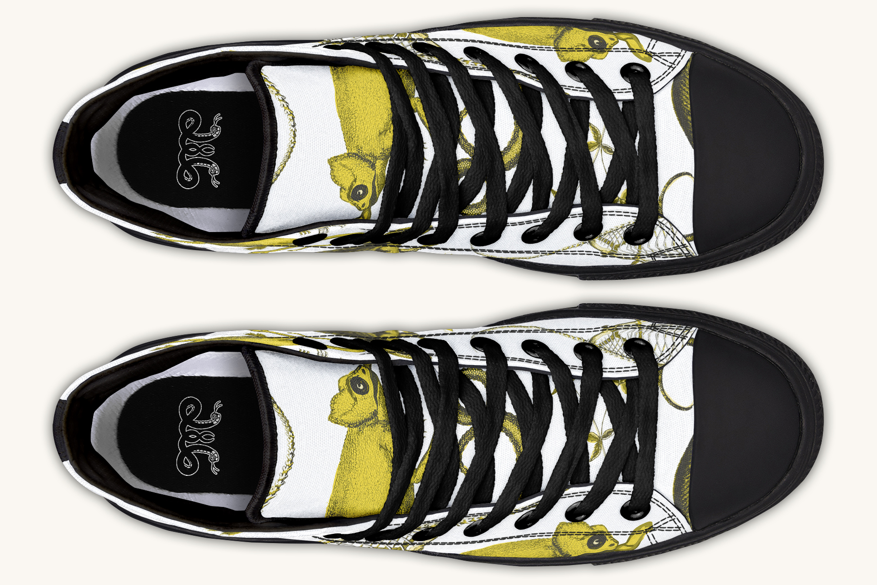 Reptilian in Bloom White Yellow Hightops - Jaded Lament