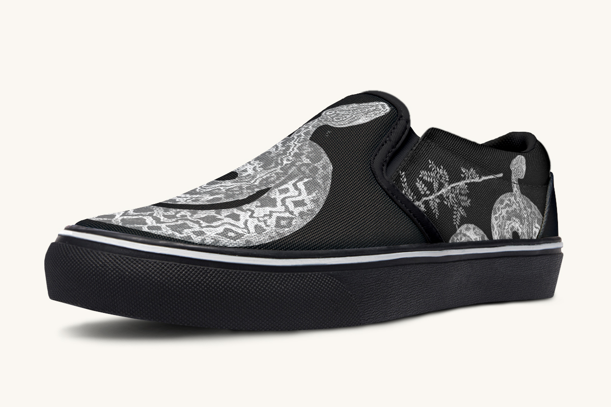 Serpentin Bloom Grey Slip On Shoes - Jaded Lament