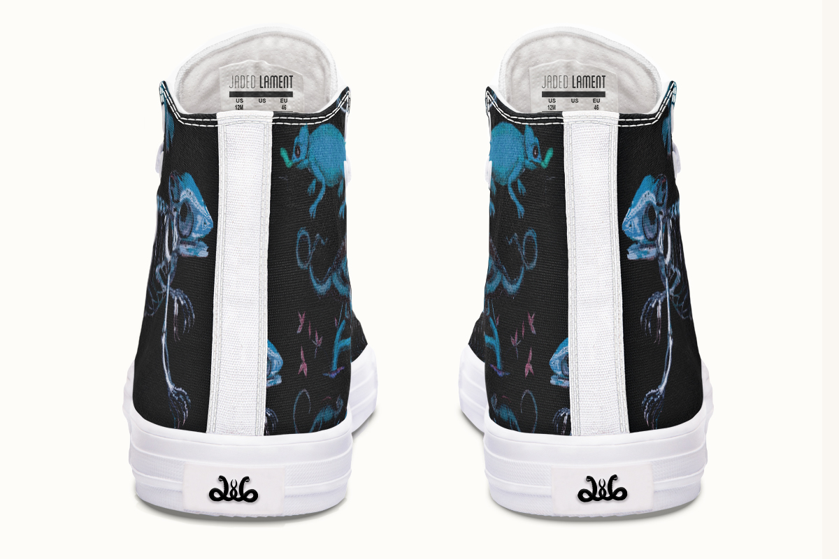 Reptilianin Bloom Black Blue Hightops - Jaded Lament