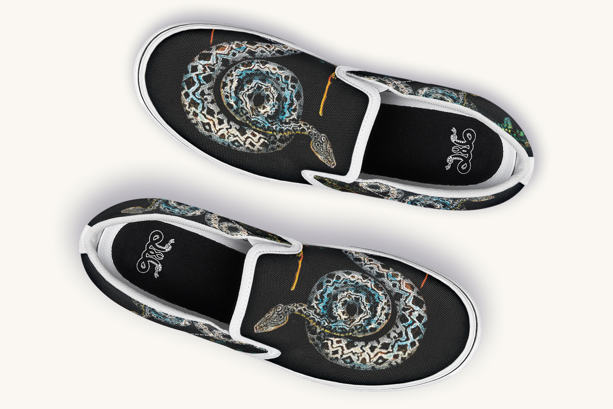 Serpentin Bloom Black Slip On Shoes - Jaded Lament