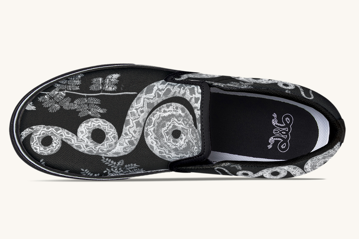 Serpentin Bloom Grey Slip On Shoes - Jaded Lament
