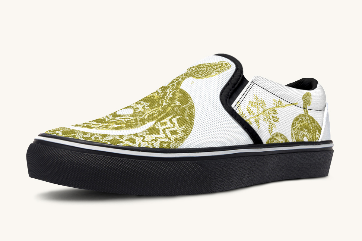Serpentin Bloom Gold White Slip On Shoes - Jaded Lament