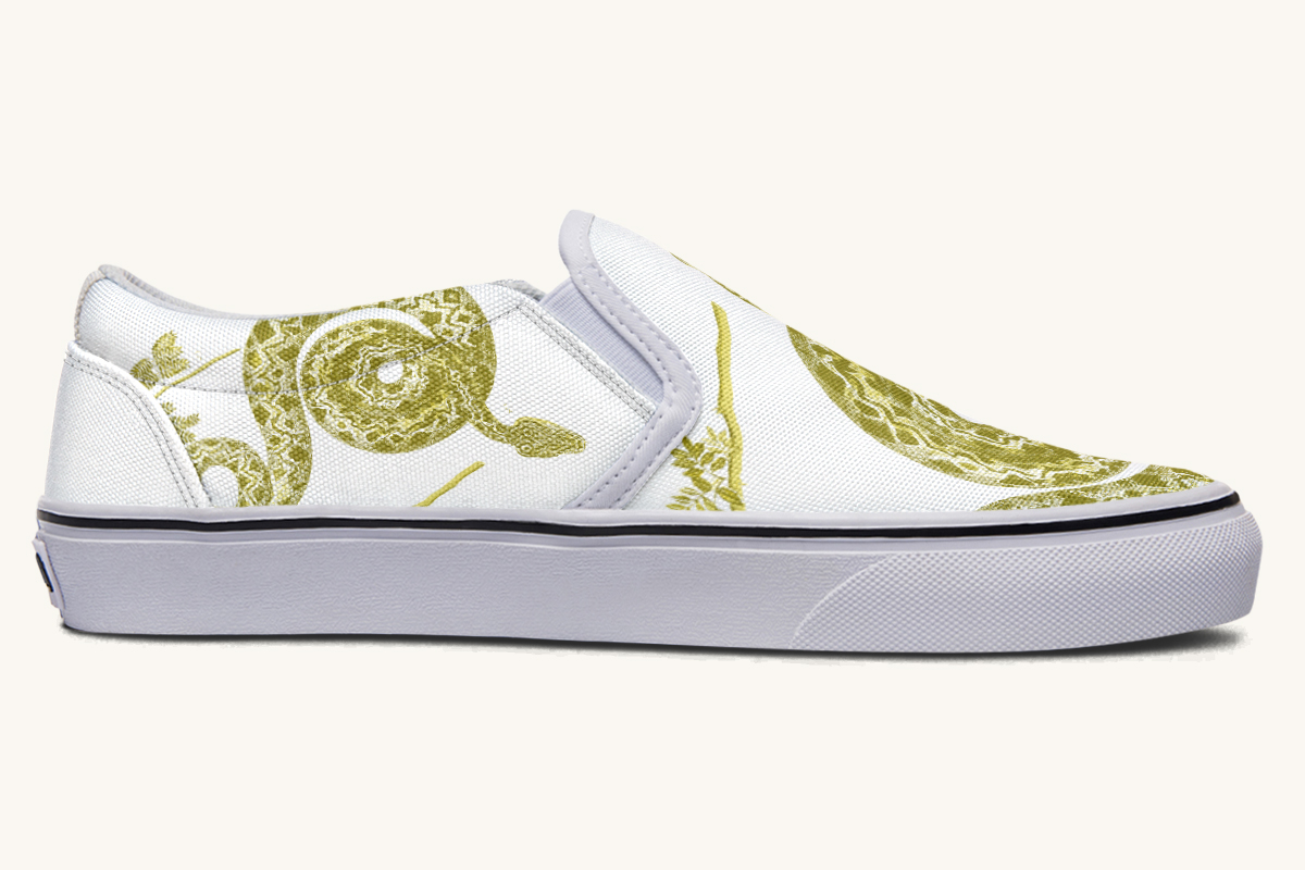 Serpentin Bloom Gold White Slip On Shoes - Jaded Lament