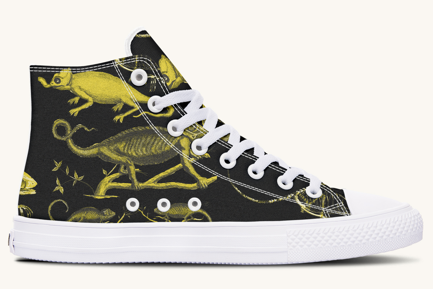 Reptilian in Bloom Black Yellow Hightops - Jaded Lament