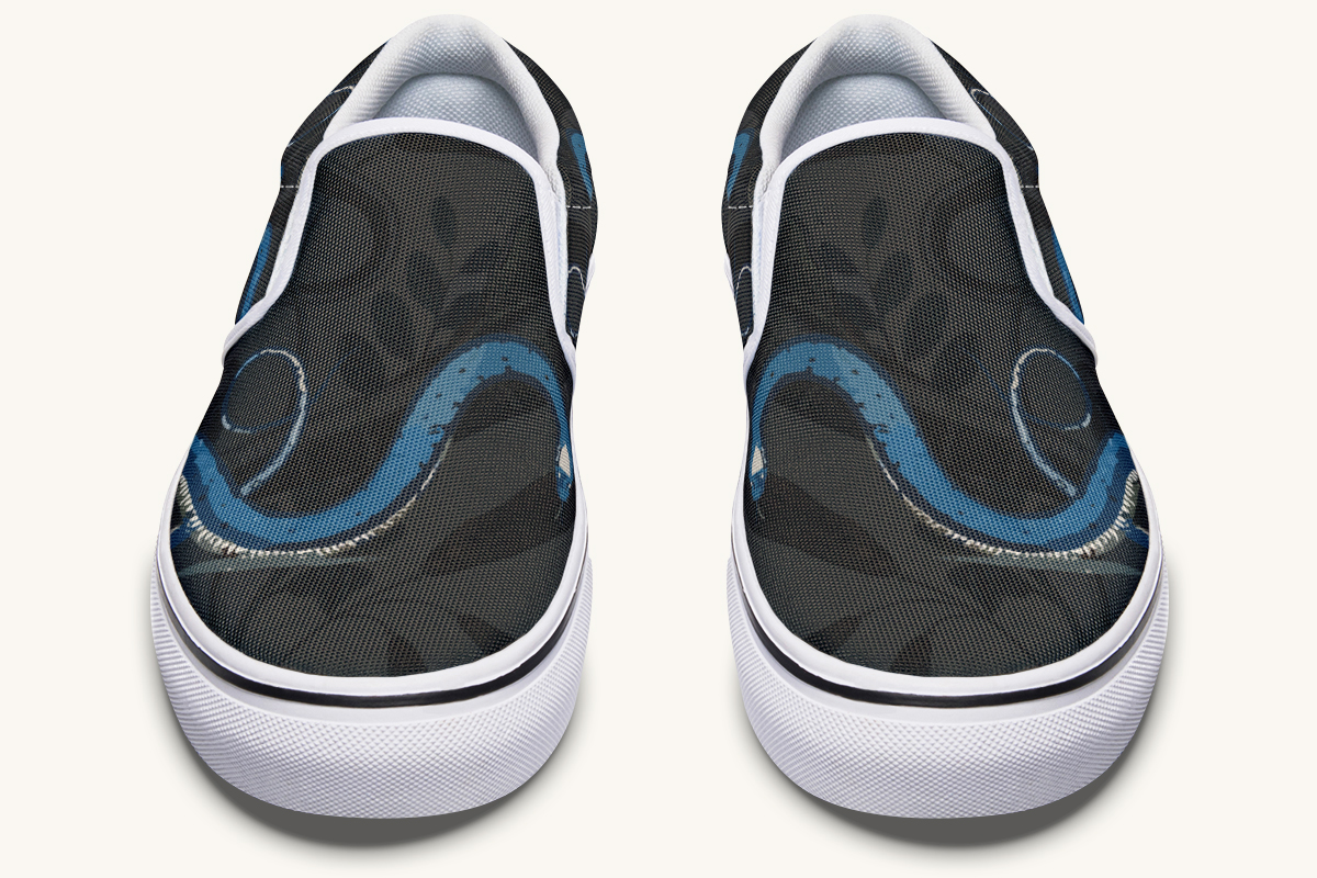 Blue Snake Black Slip On Shoes - Jaded Lament