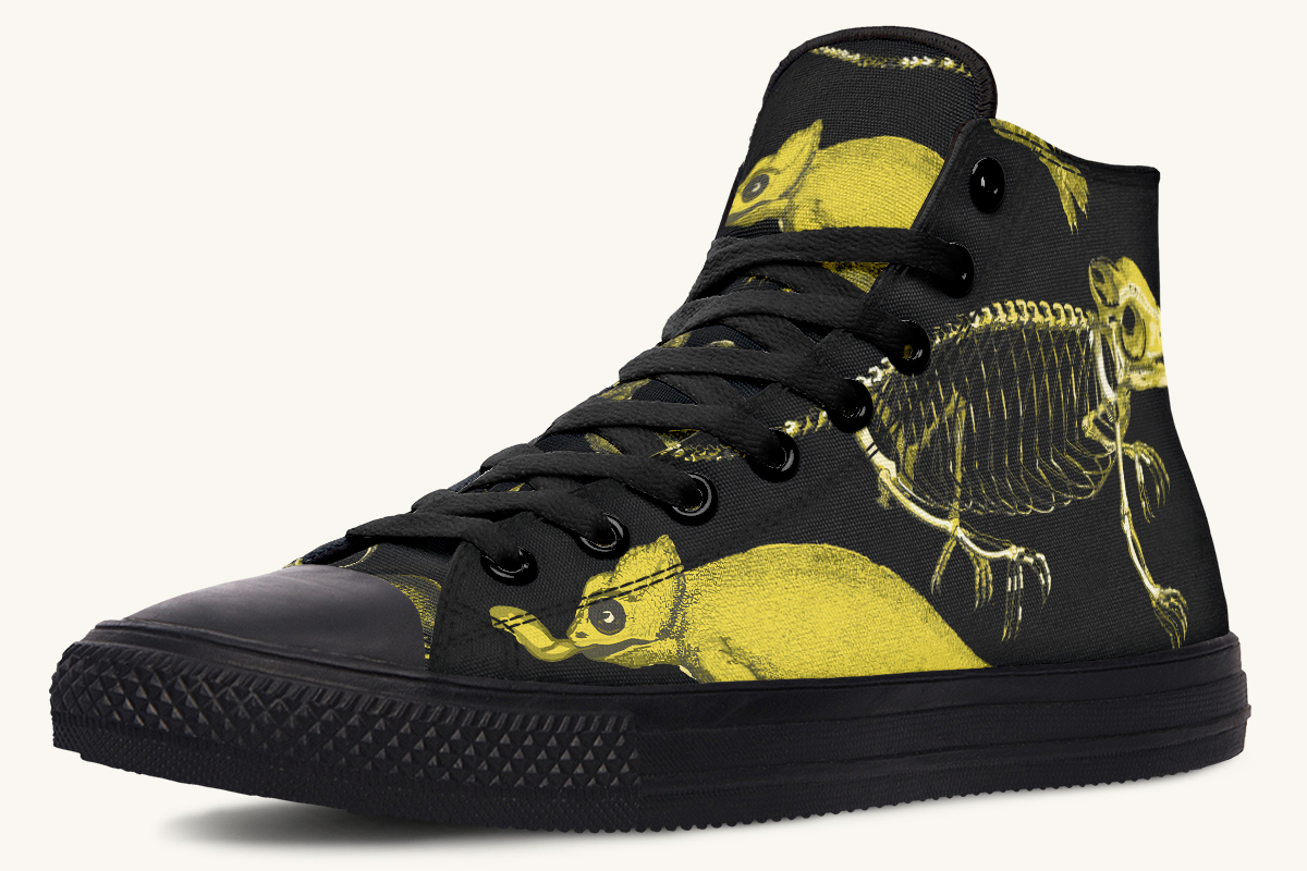 Reptilian in Bloom Black Yellow Hightops - Jaded Lament