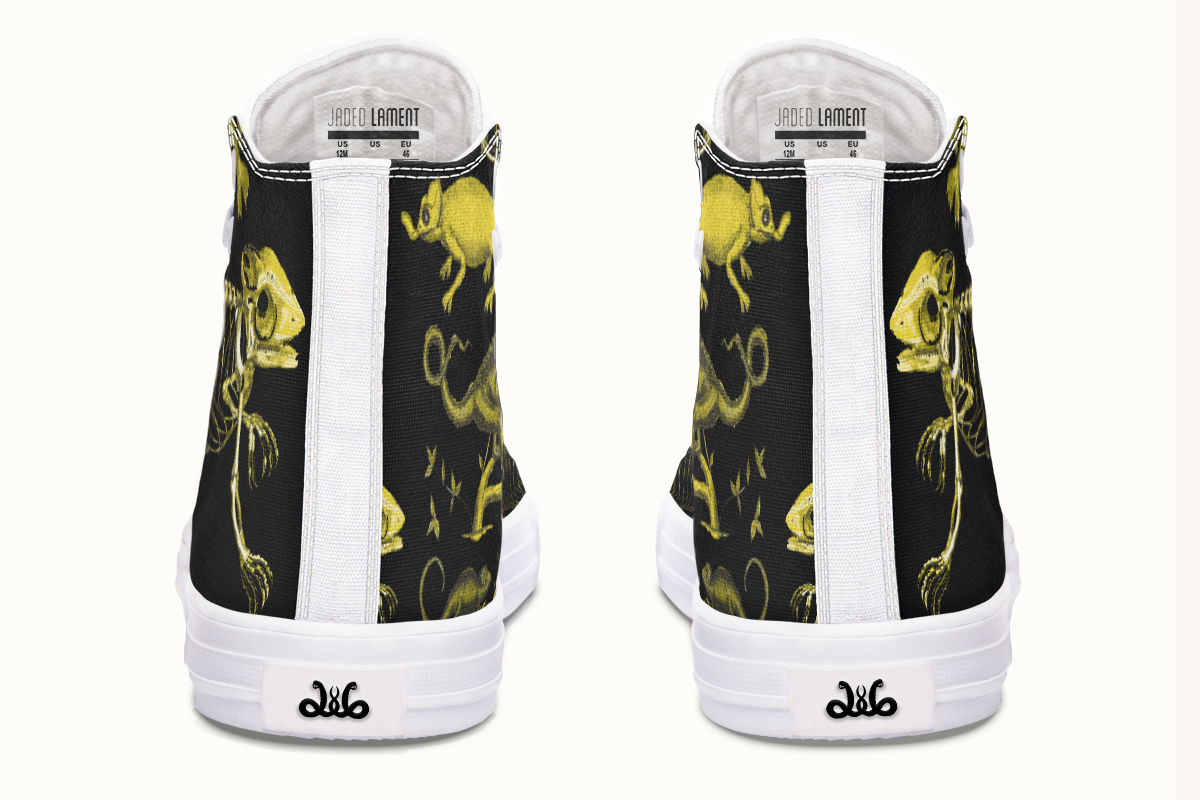 Reptilian in Bloom Black Yellow Hightops - Jaded Lament