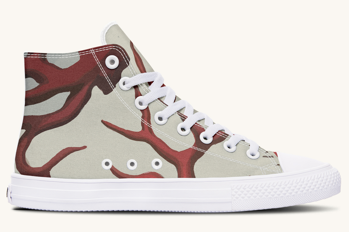A Bloodroot Coral Sea Hightops - Jaded Lament