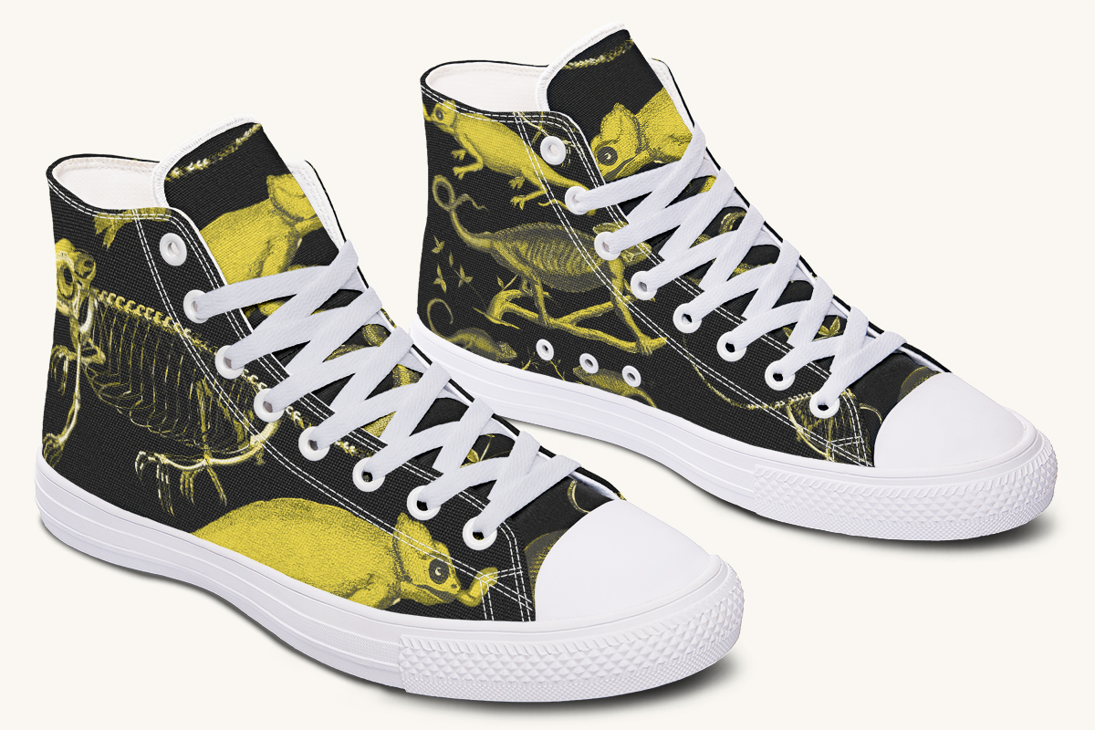 Reptilian in Bloom Black Yellow Hightops - Jaded Lament