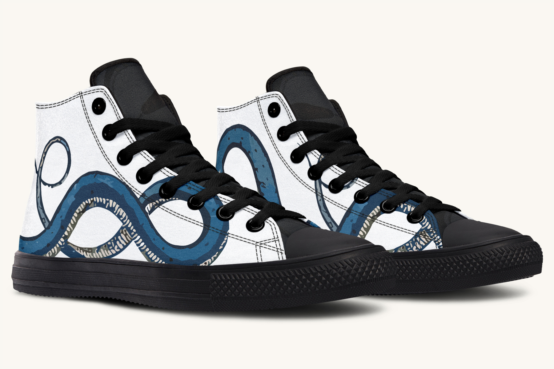 Blue Snake White Hightops - Jaded Lament