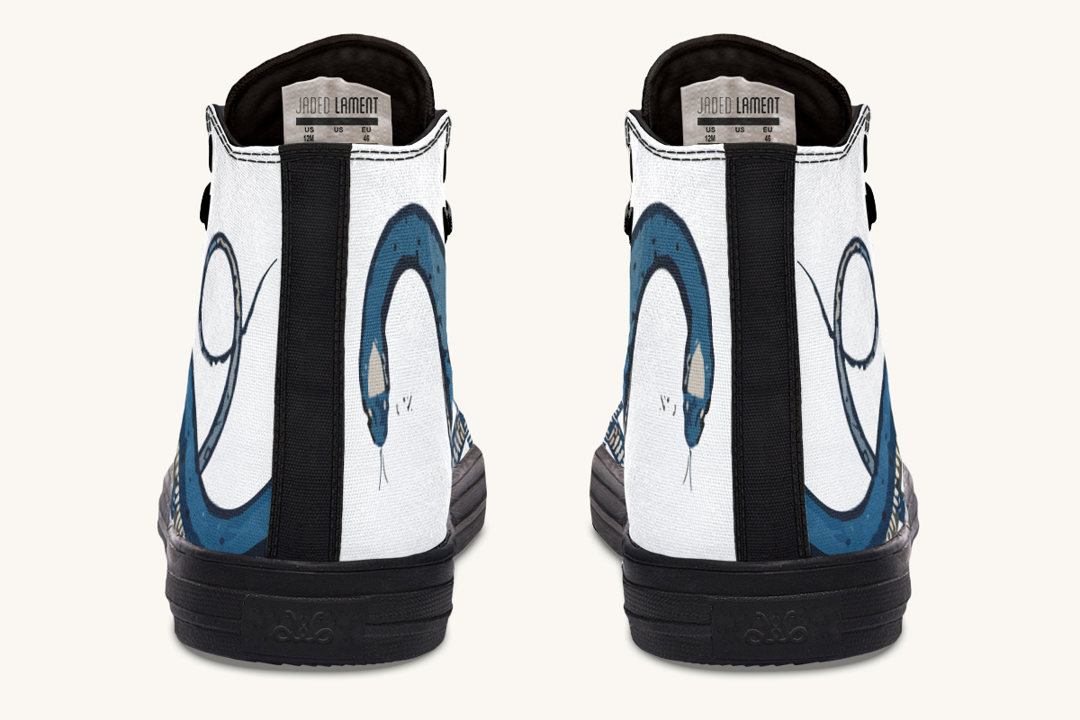 Blue Snake White Hightops - Jaded Lament