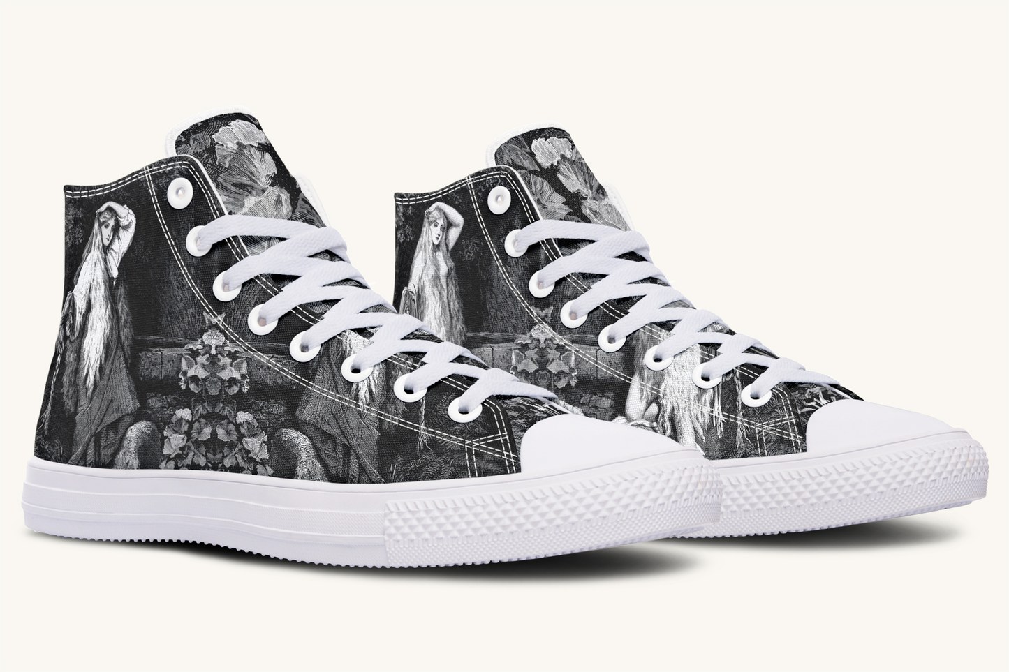 She Watched the Bones Sink Black Hightops - Jaded Lament