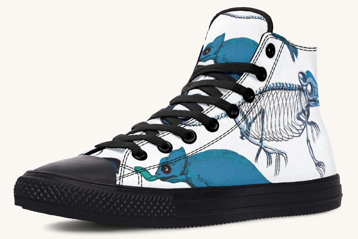 Reptilianin Bloom White Blue Hightops - Jaded Lament
