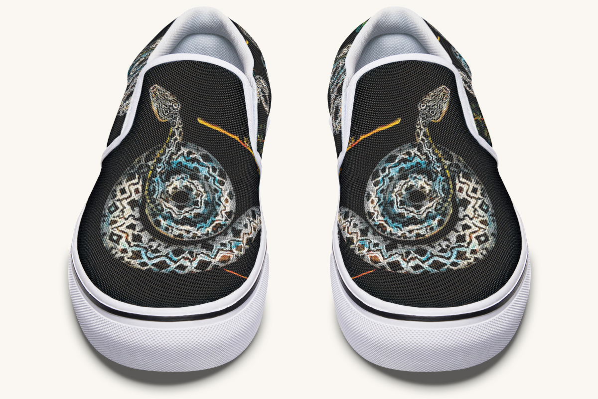 Serpentin Bloom Black Slip On Shoes - Jaded Lament