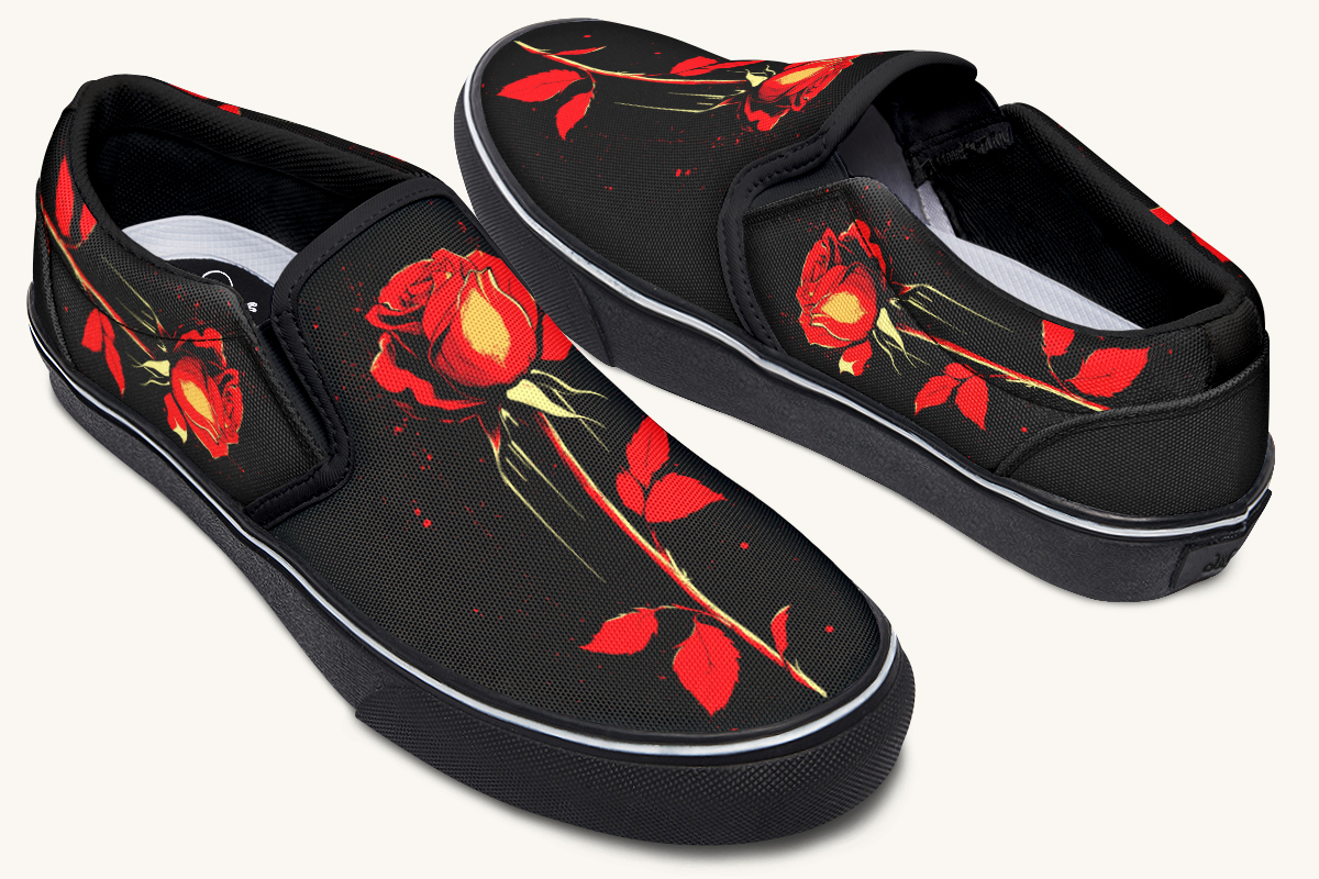 Bleeding Rose Slip On Shoes - Jaded Lament