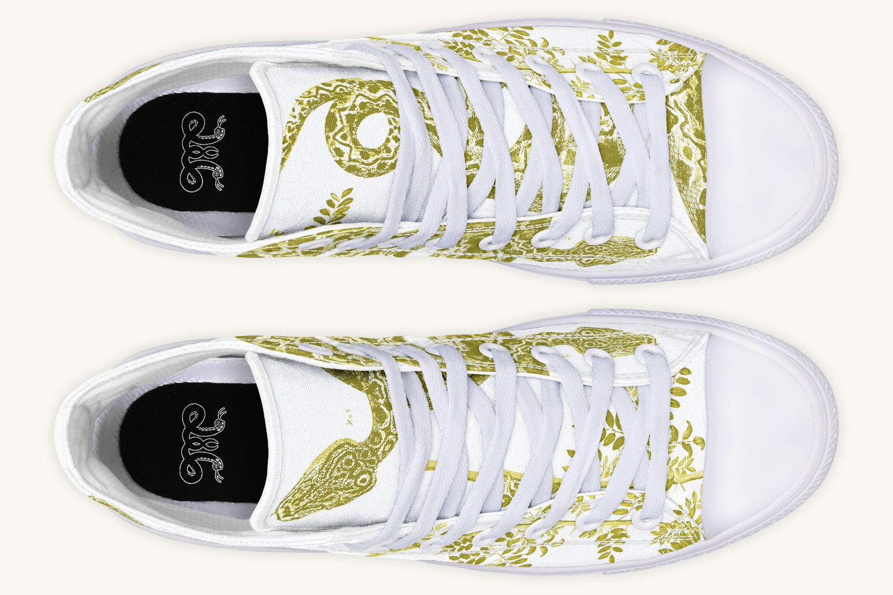 Serpentin Bloom White Yellow Green Hightops - Jaded Lament