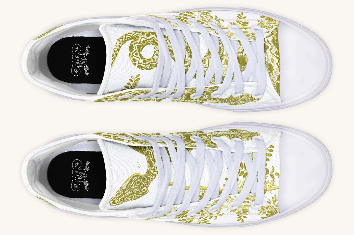 Serpentin Bloom White Yellow Green Hightops - Jaded Lament