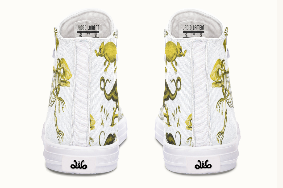 Reptilian in Bloom White Yellow Hightops - Jaded Lament