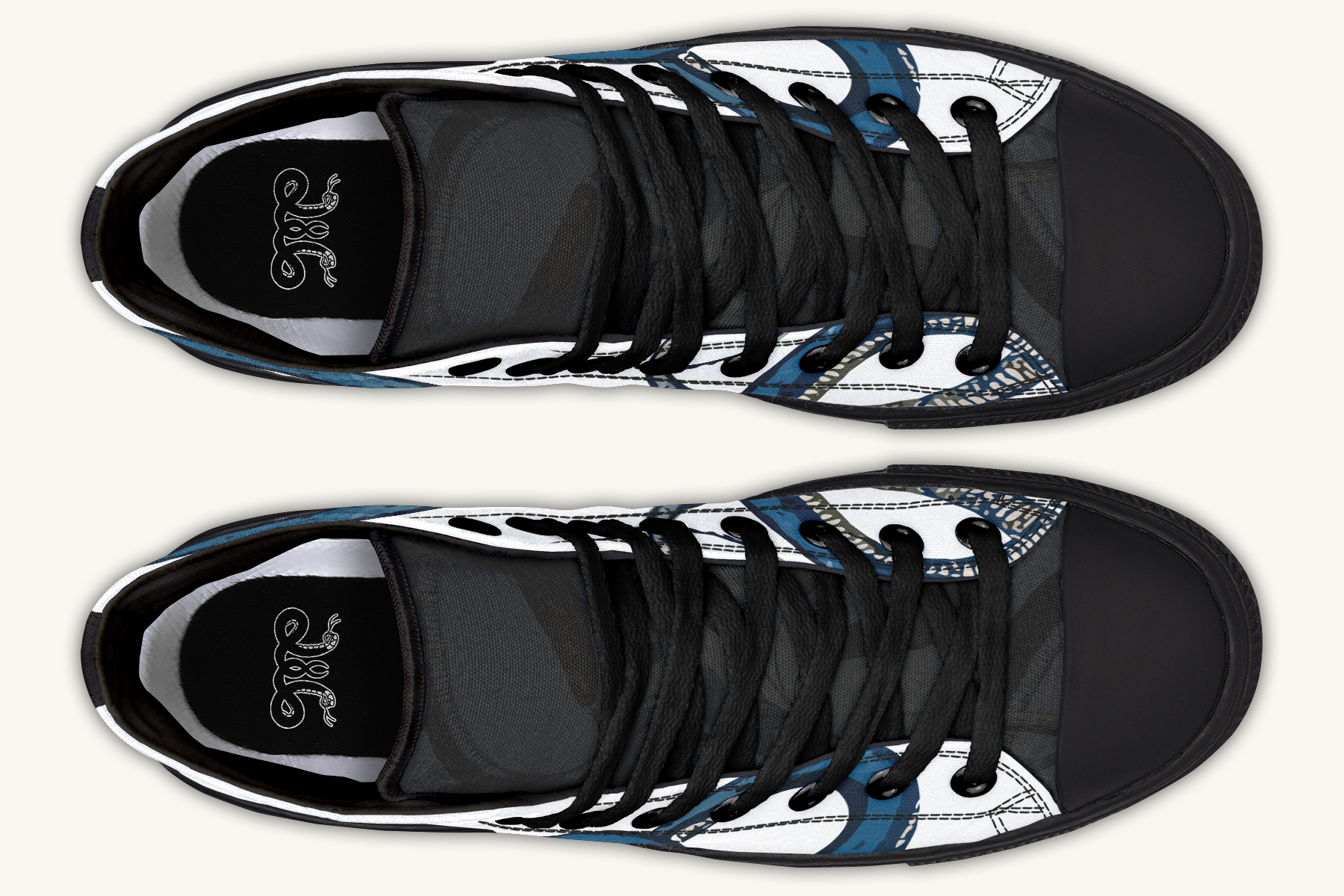 Blue Snake White Hightops - Jaded Lament