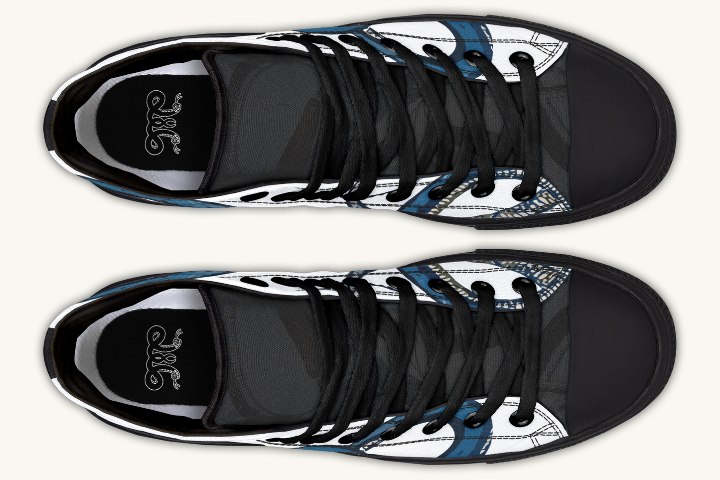 Blue Snake White Hightops - Jaded Lament