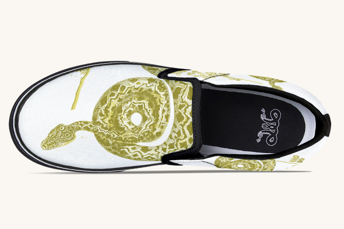 Serpentin Bloom Gold White Slip On Shoes - Jaded Lament