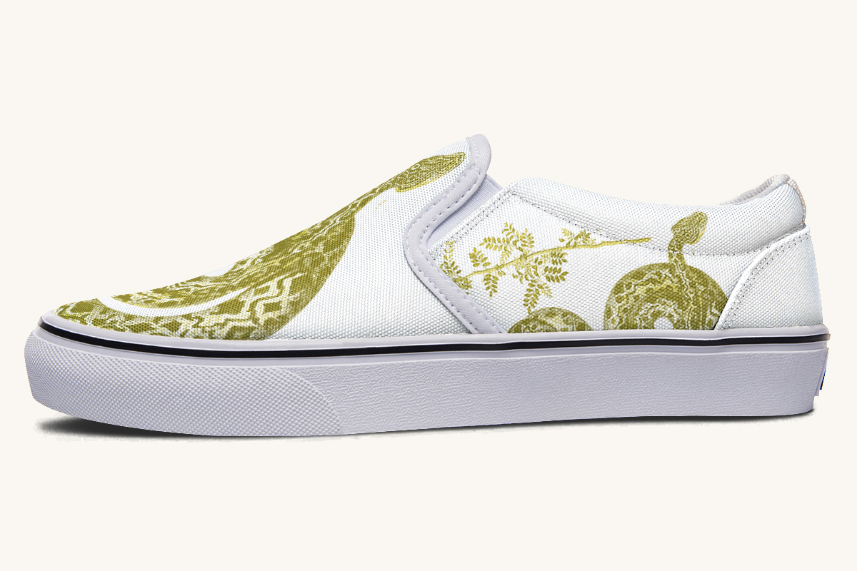 Serpentin Bloom Gold White Slip On Shoes - Jaded Lament