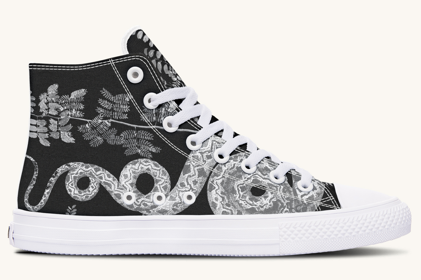Serpentin Bloom Black And White Hightops - Jaded Lament