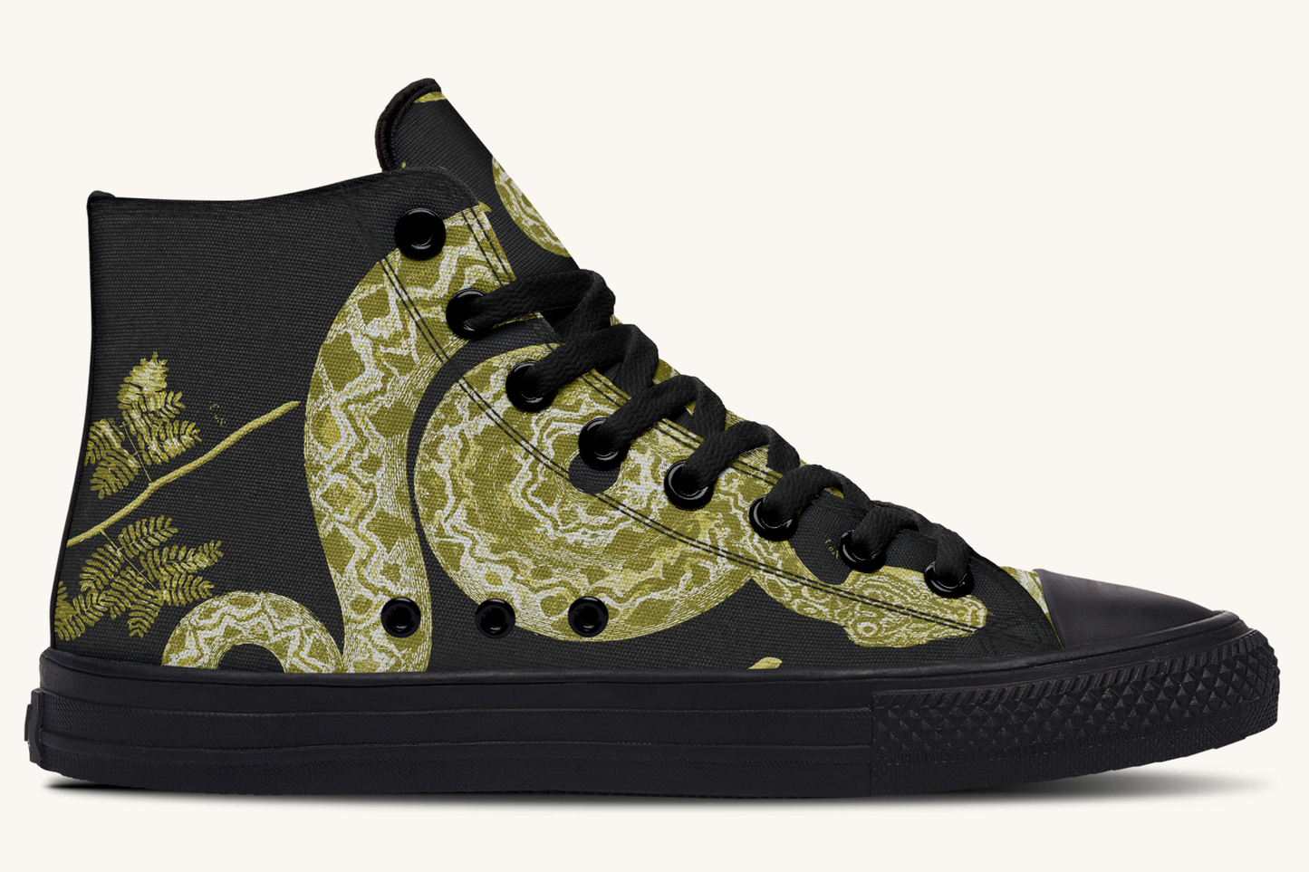 Serpentin Bloom Black Yellow Green Hightops - Jaded Lament