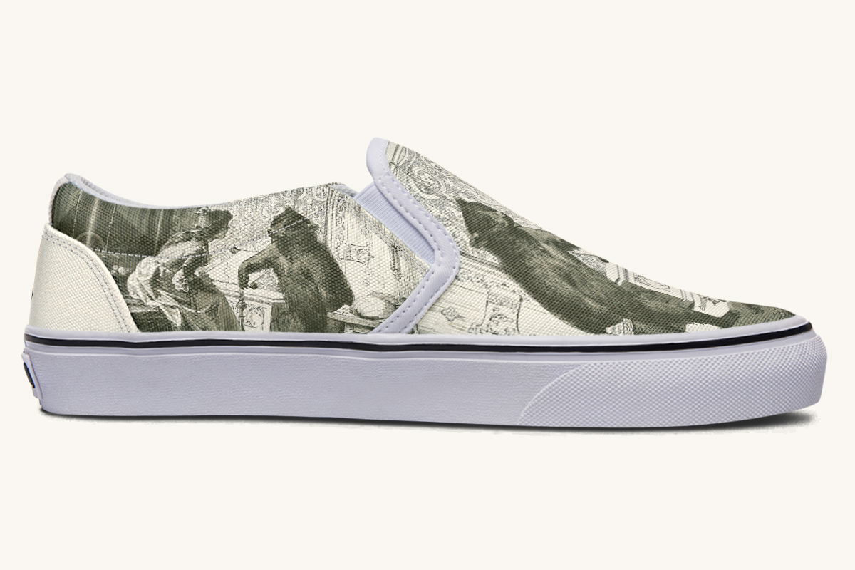 The Bear Shall Be Thy Choice Cream Slip On Shoes - Jaded Lament