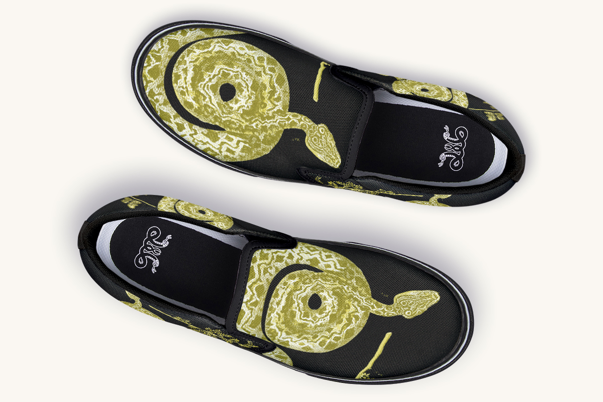 Serpentin Bloom Gold Slip On Shoes - Jaded Lament