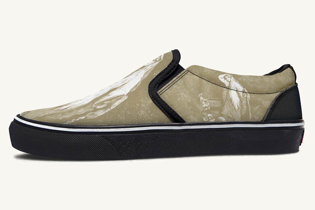 She Watched The Bones Sink Yellow Slip On Shoes - Jaded Lament